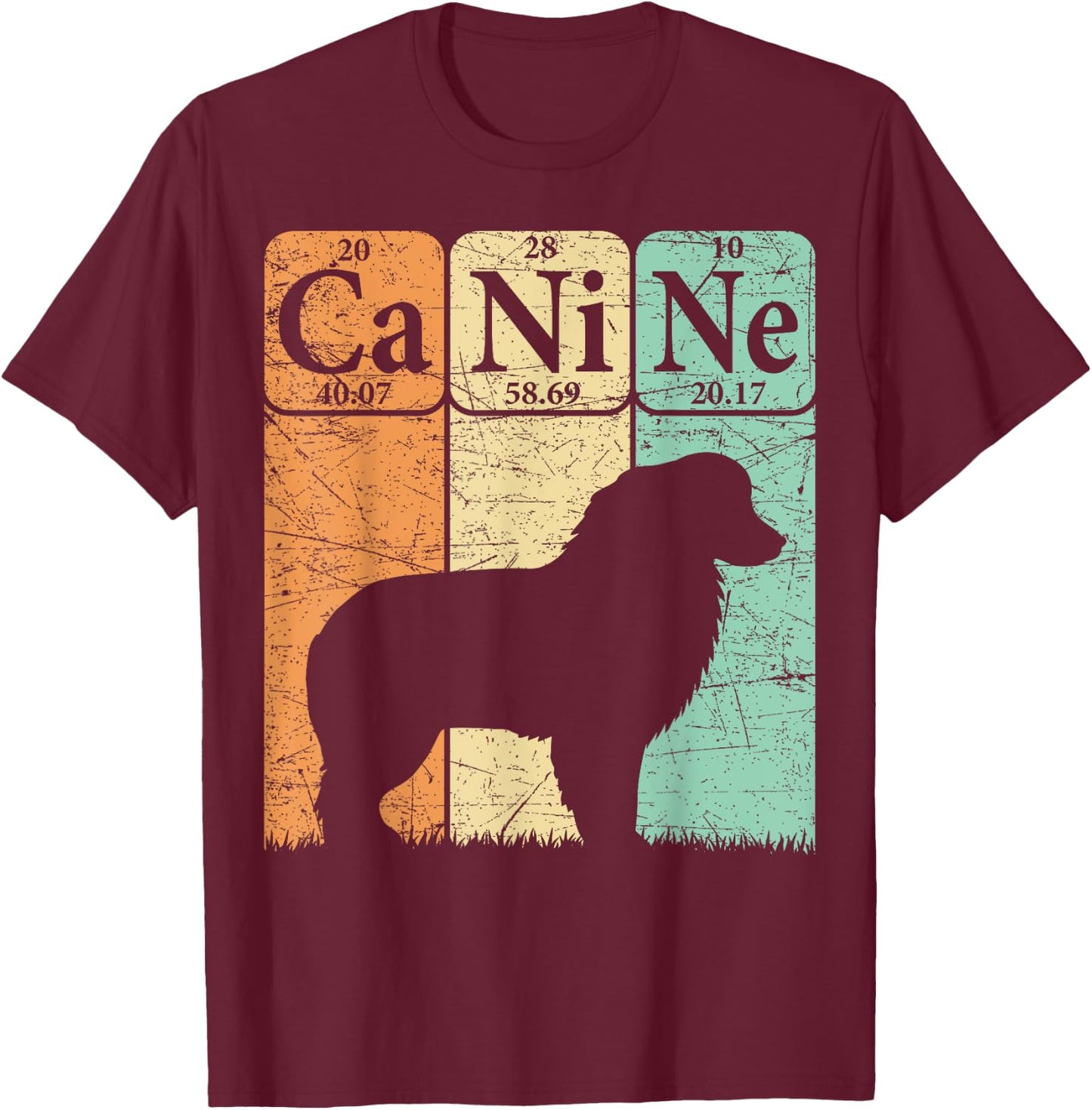 Australian Shepherd Periodic Table Elements Aussie Dog Lover T-Shirt - T-Shirt | Maroon