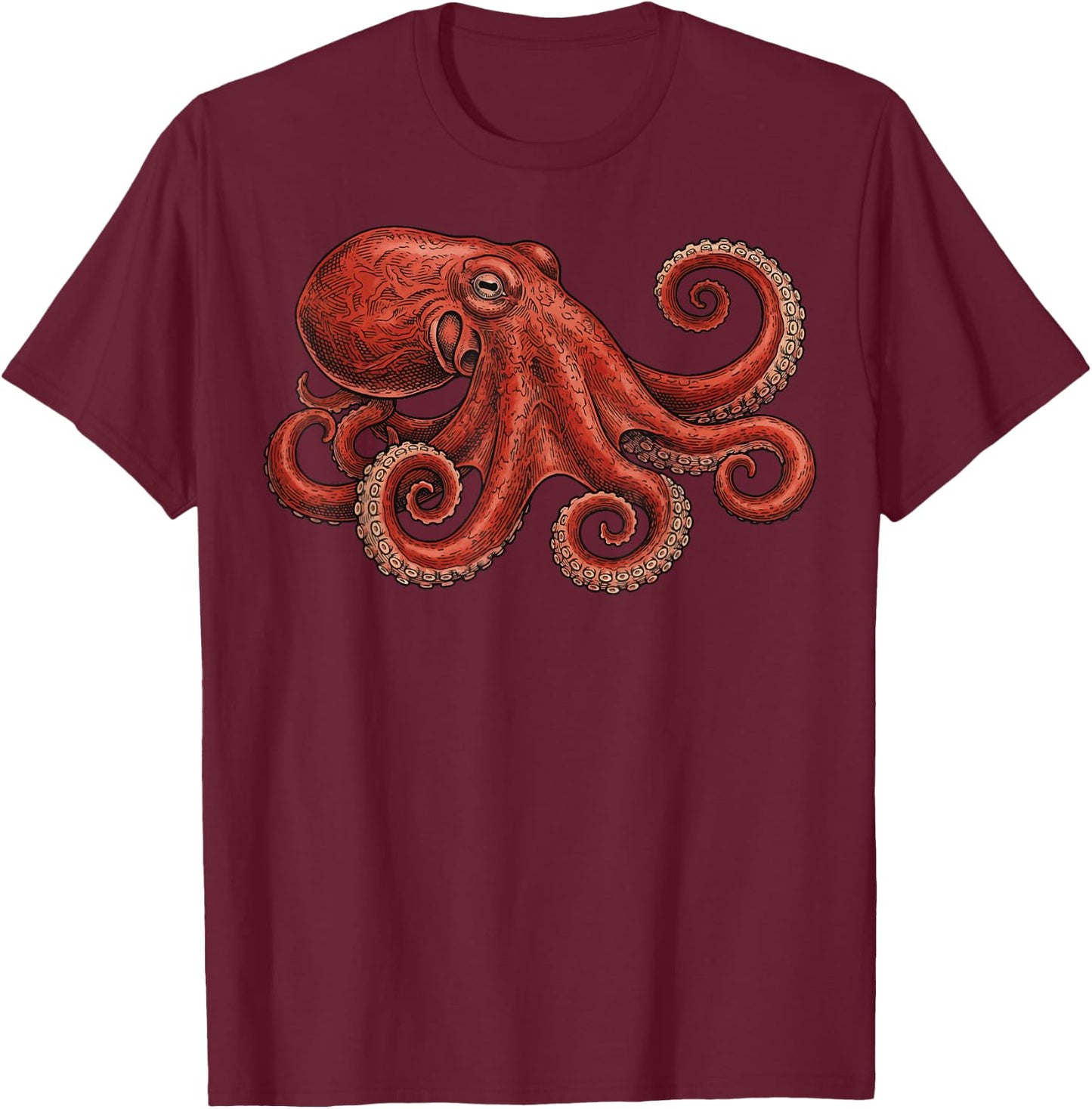 Red Octopus T-Shirt - T-Shirt | Maroon