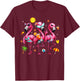 Flamingo Pink Palm Tree Tropical Beach Summer Vacation Women T-Shirt - T-Shirt | Maroon