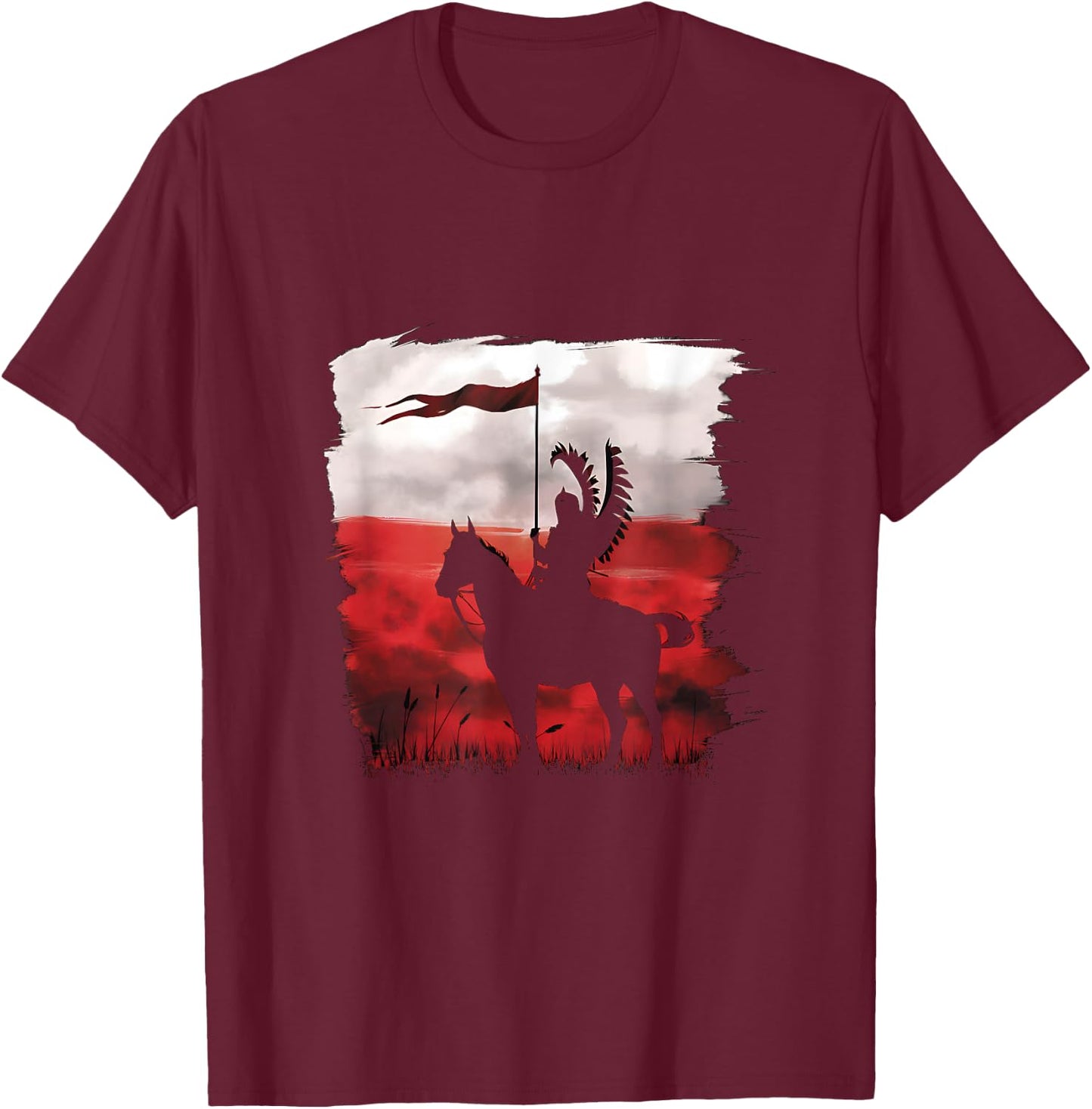 Flag of Polish National Day Hussar Husaria Poland Poland T-Shirt - T-Shirt | Maroon