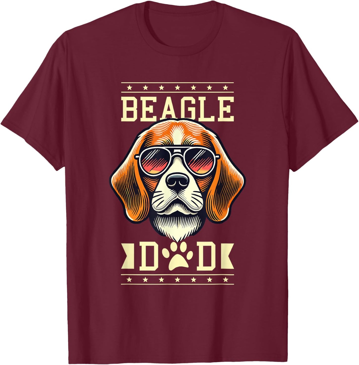 Beagle Dad Beagles , Black, S T-Shirt - T-Shirt | Maroon