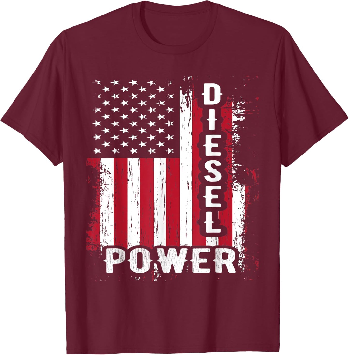 Patriotic American Flag Diesel Mechanic Diesel Power Flag Women Kids Men T-Shirt - T-Shirt | Maroon
