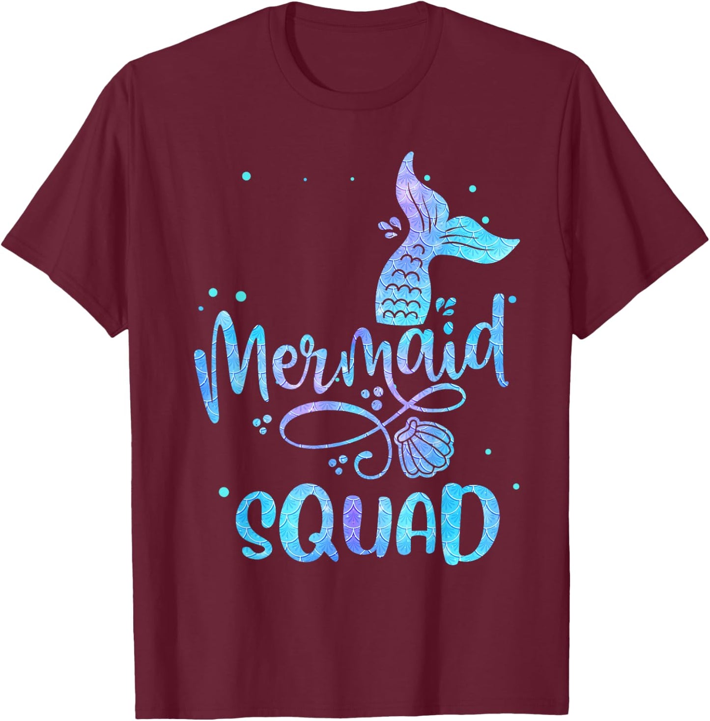 Mermaid Squad Cute Girls Birthday Squad Mermaid Tail Party T-Shirt - T-Shirt | Maroon
