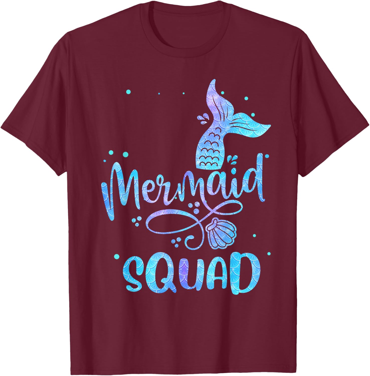 Mermaid Squad Cute Girls Birthday Squad Mermaid Tail Party T-Shirt - T-Shirt | Maroon