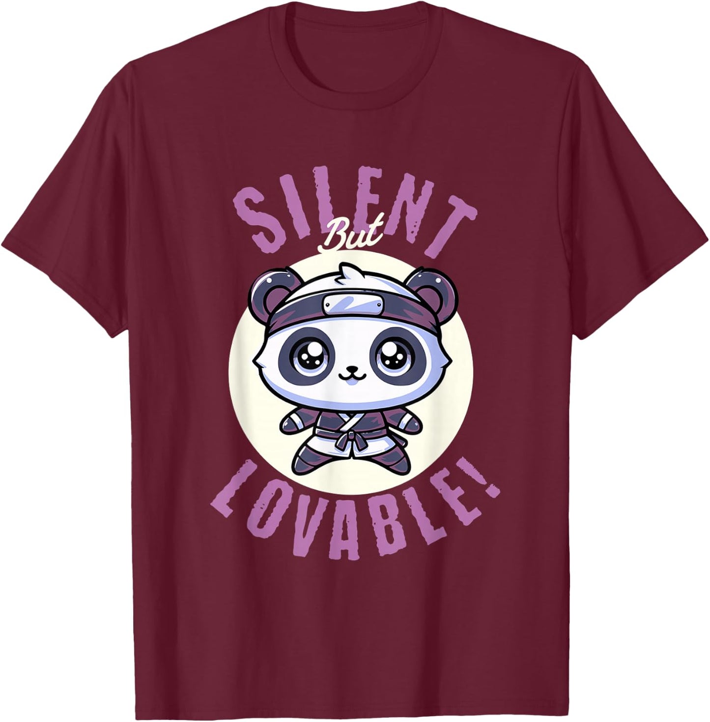 Cute Panda Bear Ninja Silent But Lovable Kids Shirt T-Shirt - T-Shirt | Maroon