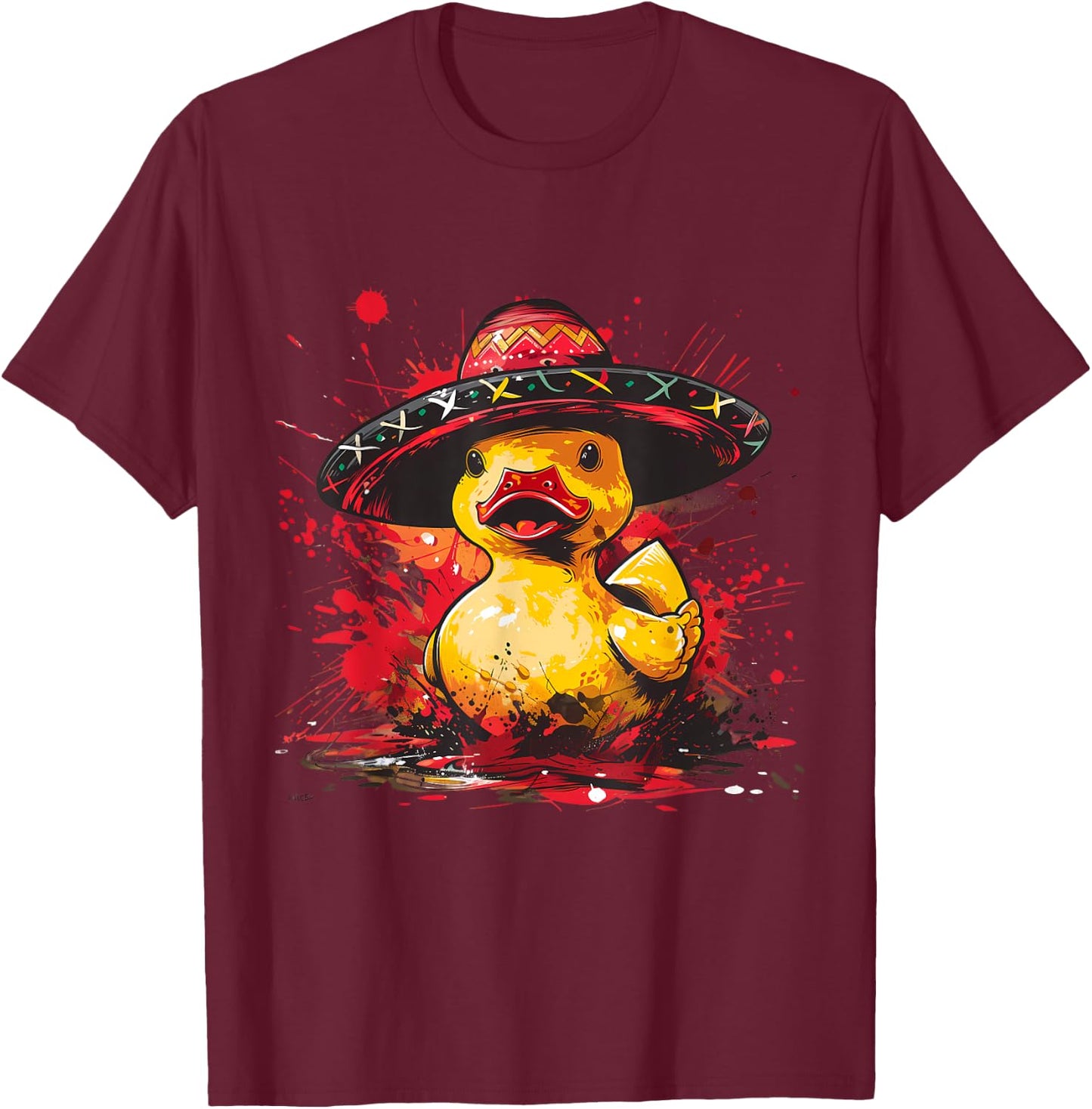 Rubber Duck Mexican Sombrero Cinco De Mayo Rubber Duckie T-Shirt - T-Shirt | Maroon