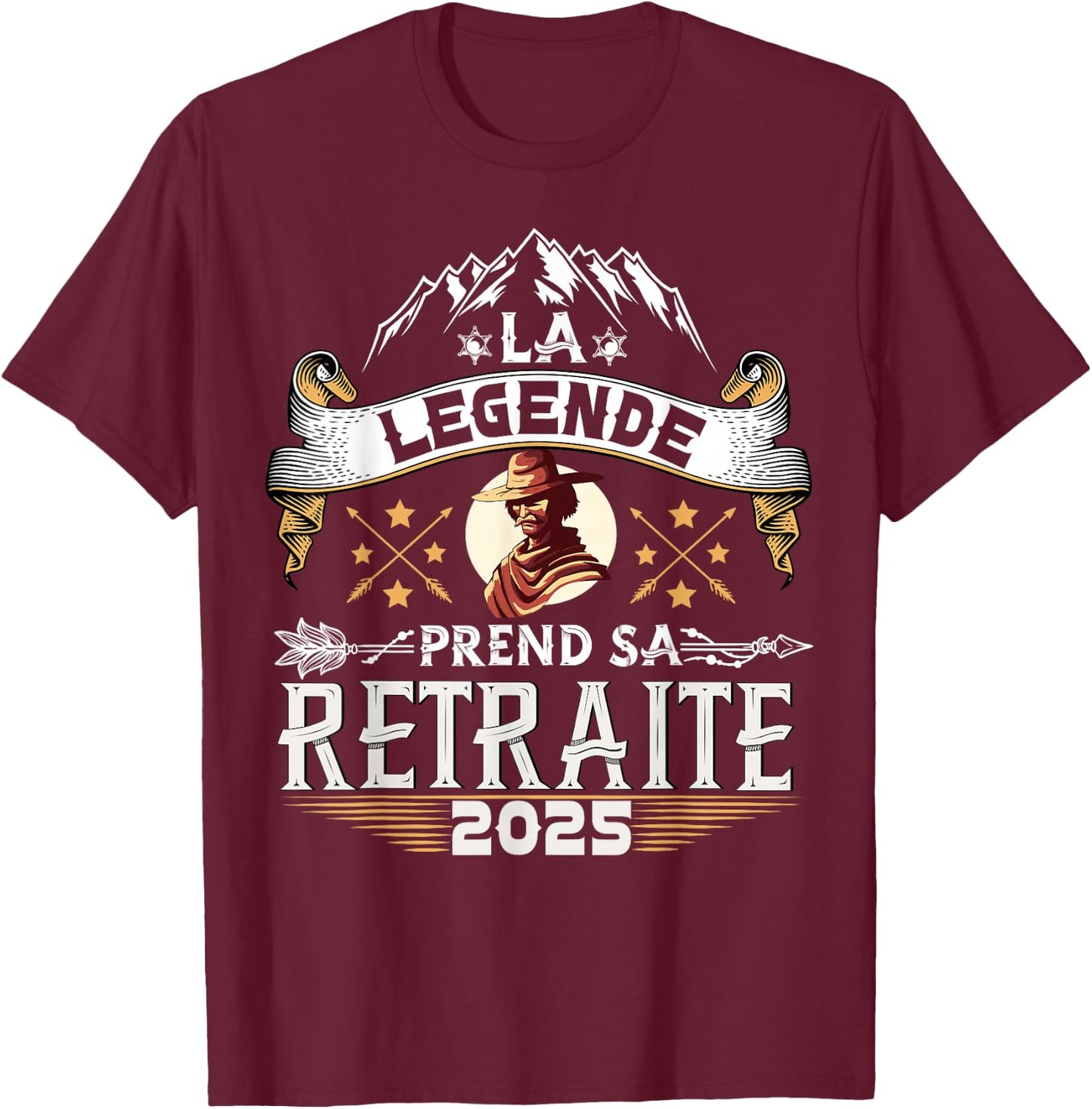 La Légende Retires 2025 Man Humor Original , Black, S T-Shirt - T-Shirt | Maroon