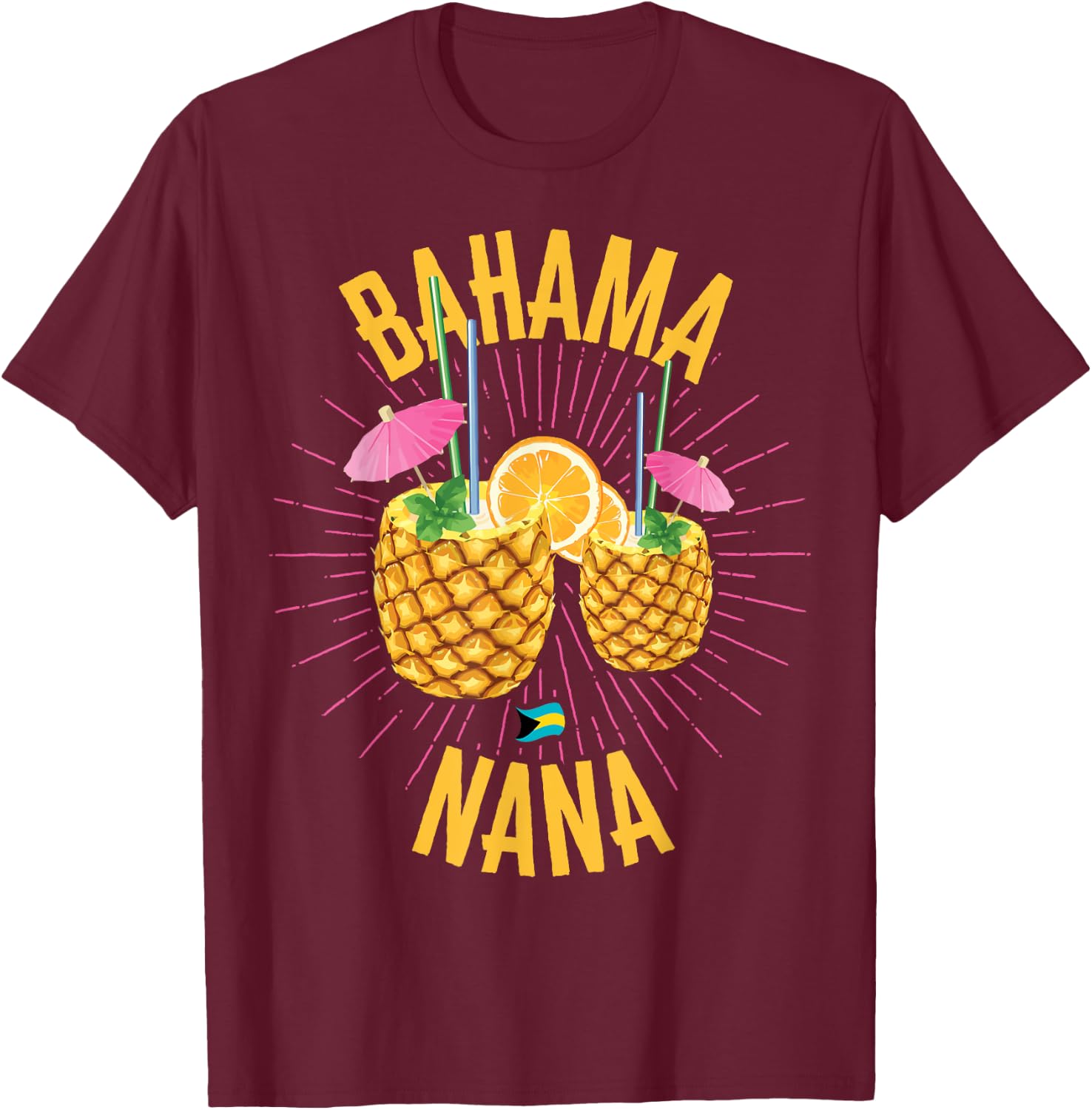 Bahamas Family Nana Cruise Vacation Beach Bahamian Flag Women Kids T-Shirt - T-Shirt | Maroon