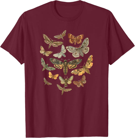 Grunge Fairycore Aesthetic Cottagecore Gothic Moth Goblincore , black T-Shirt - T-Shirt | Maroon