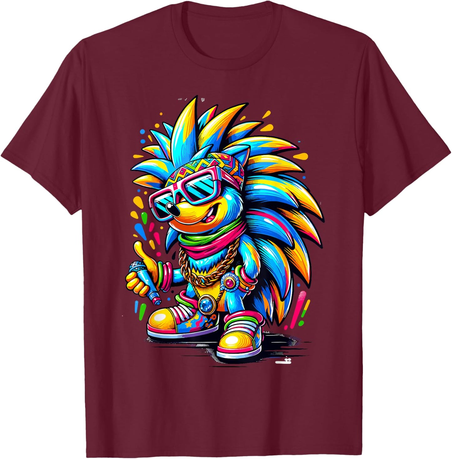 Urban Graffiti Hedgehog Lover Shirt Street Art Hedgehog T-Shirt - T-Shirt | Maroon