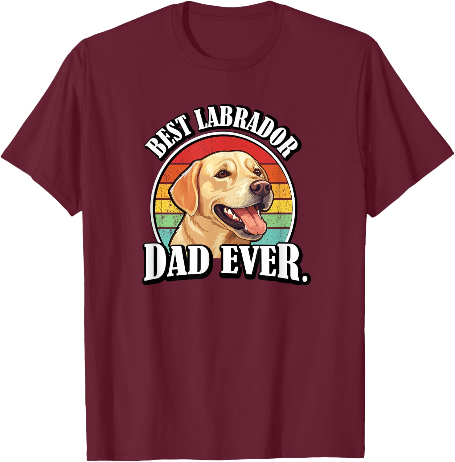 Boys Funny Retro Vintage Best Dad Yellow Lab Lover T-Shirt - T-Shirt | Maroon