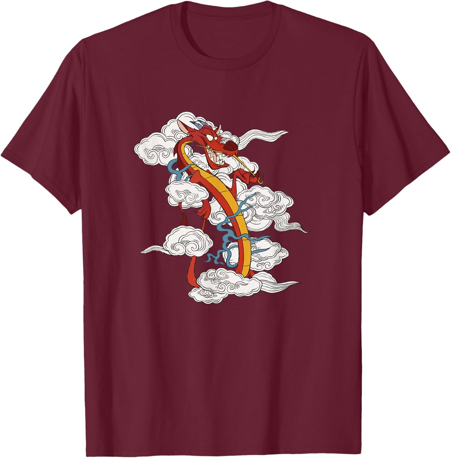 Disney Mulan Chinese New Years Sassy Mushu Clouds Portrait T-Shirt - T-Shirt | Maroon