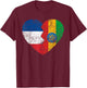 Ethiopian Flag Heart | France Ethiopia Roots Vintage , Black, S T-Shirt - T-Shirt | Maroon