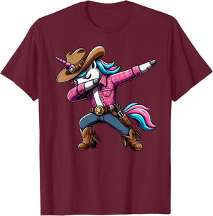 Halloween Dabbing Cute Cowboy Unicorn Apparel for Kids Boys T-Shirt - T-Shirt | Maroon