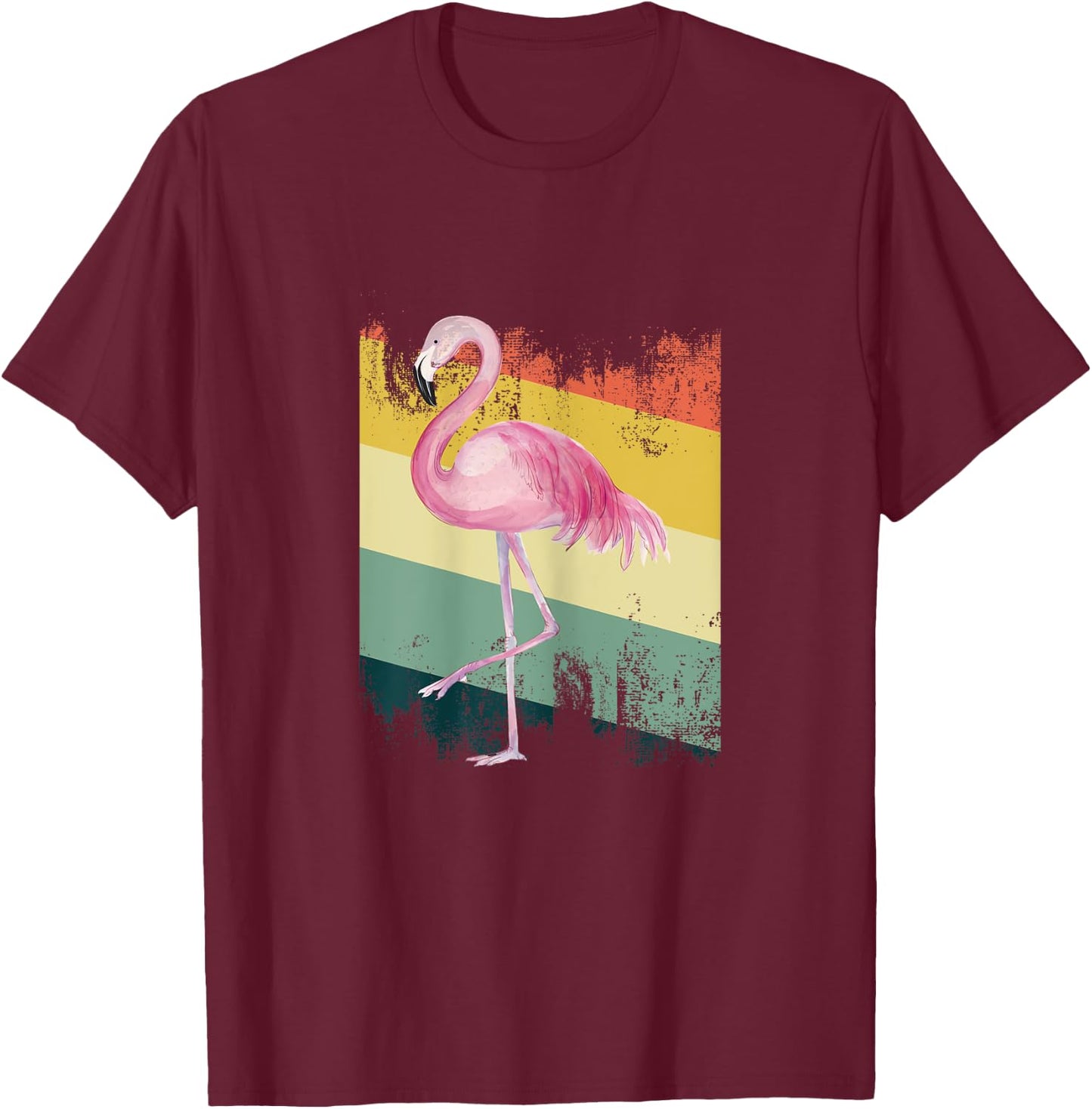 Vintage Pink Bird Pink Natural Flamingo Lady Pink Gift T-Shirt - T-Shirt | Maroon