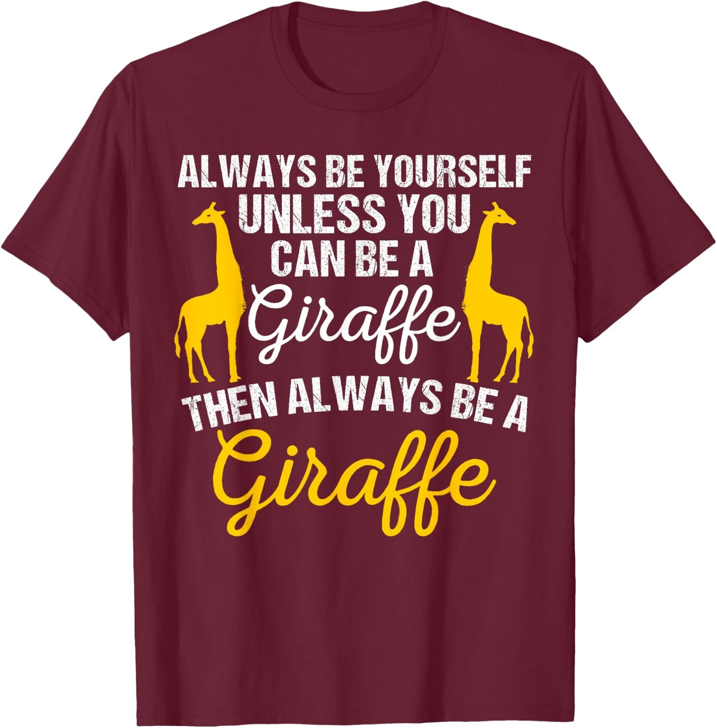 Cute Giraffe Design Women Adult Safari Giraffe Lover T-Shirt - T-Shirt | Maroon