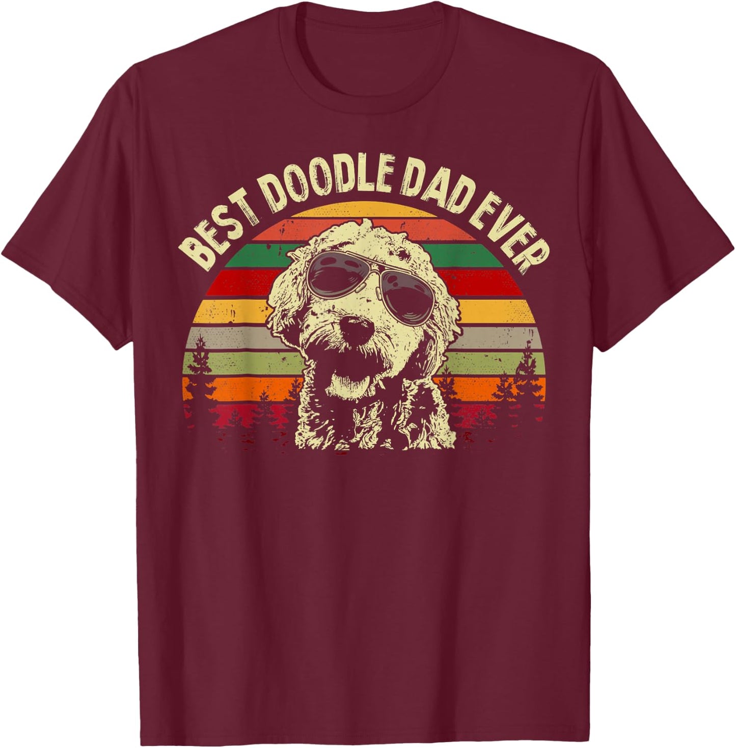 Best Doodle Dad Ever Funny Goldendoodle Dad Vintage Gifts T-Shirt - T-Shirt | Maroon