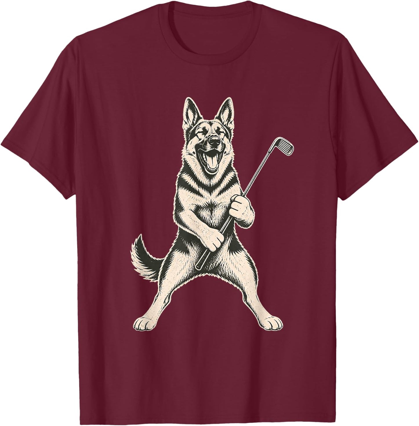 German Shepherd Golf Sports Vintage Dog Lover T-Shirt - T-Shirt | Maroon