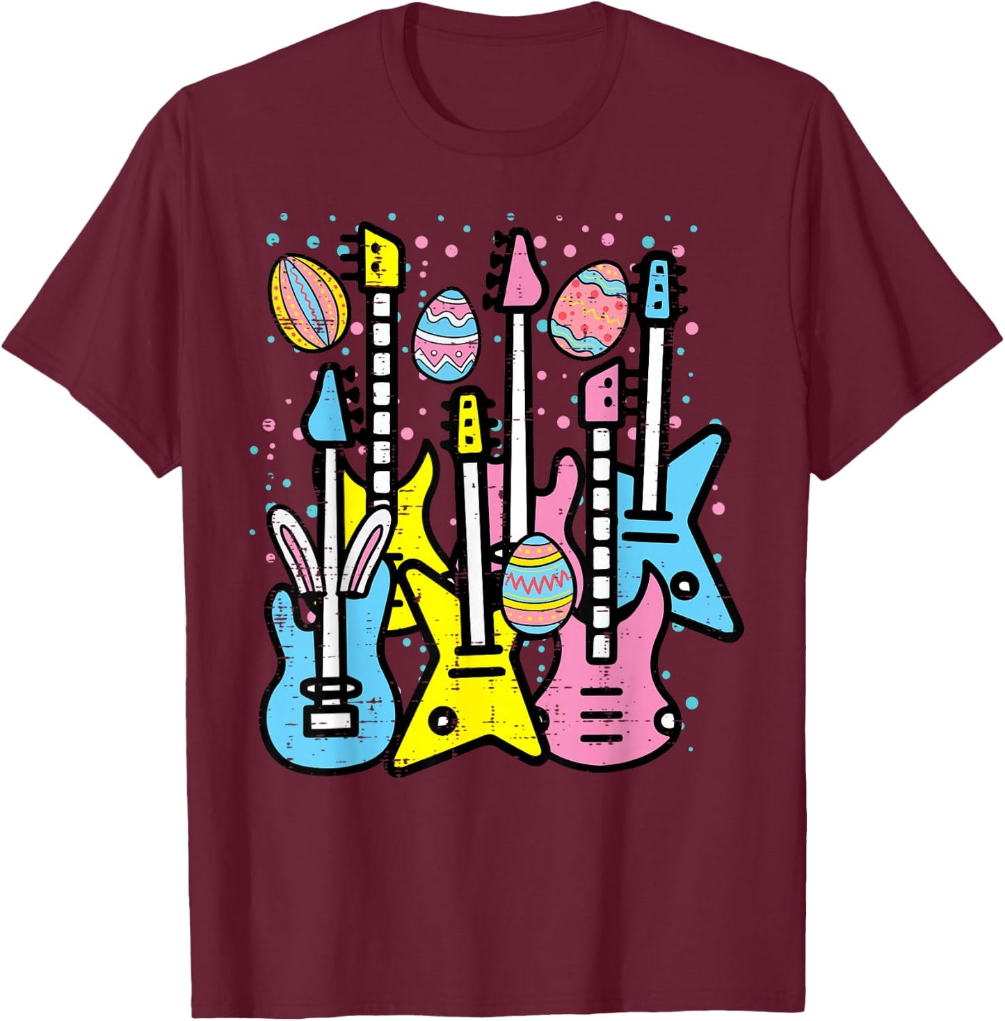 Easter Rocker Guitars Rock Music Men Boys Kids Teens Youth T-Shirt - T-Shirt | Maroon