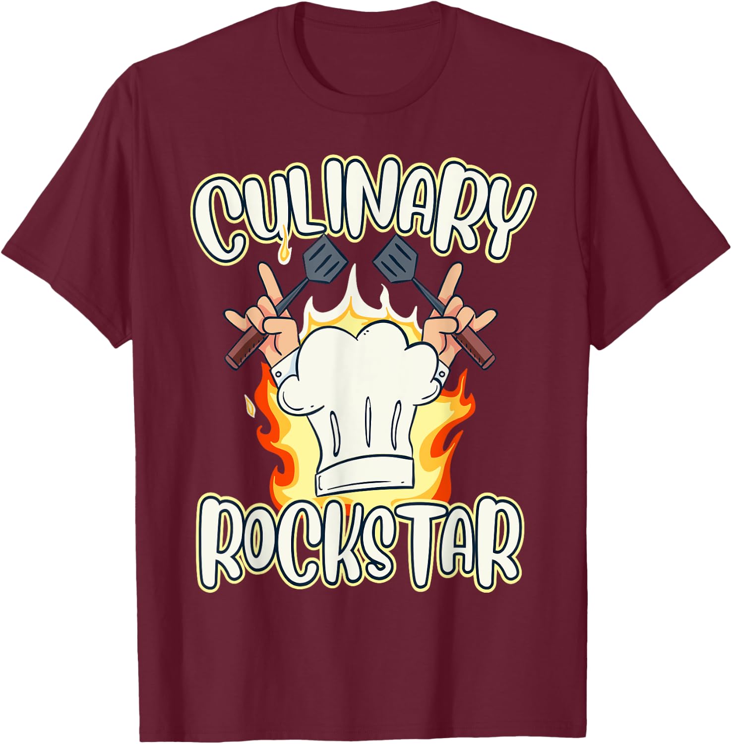 Culinary Rockstar Cooking T-Shirt - T-Shirt | Maroon