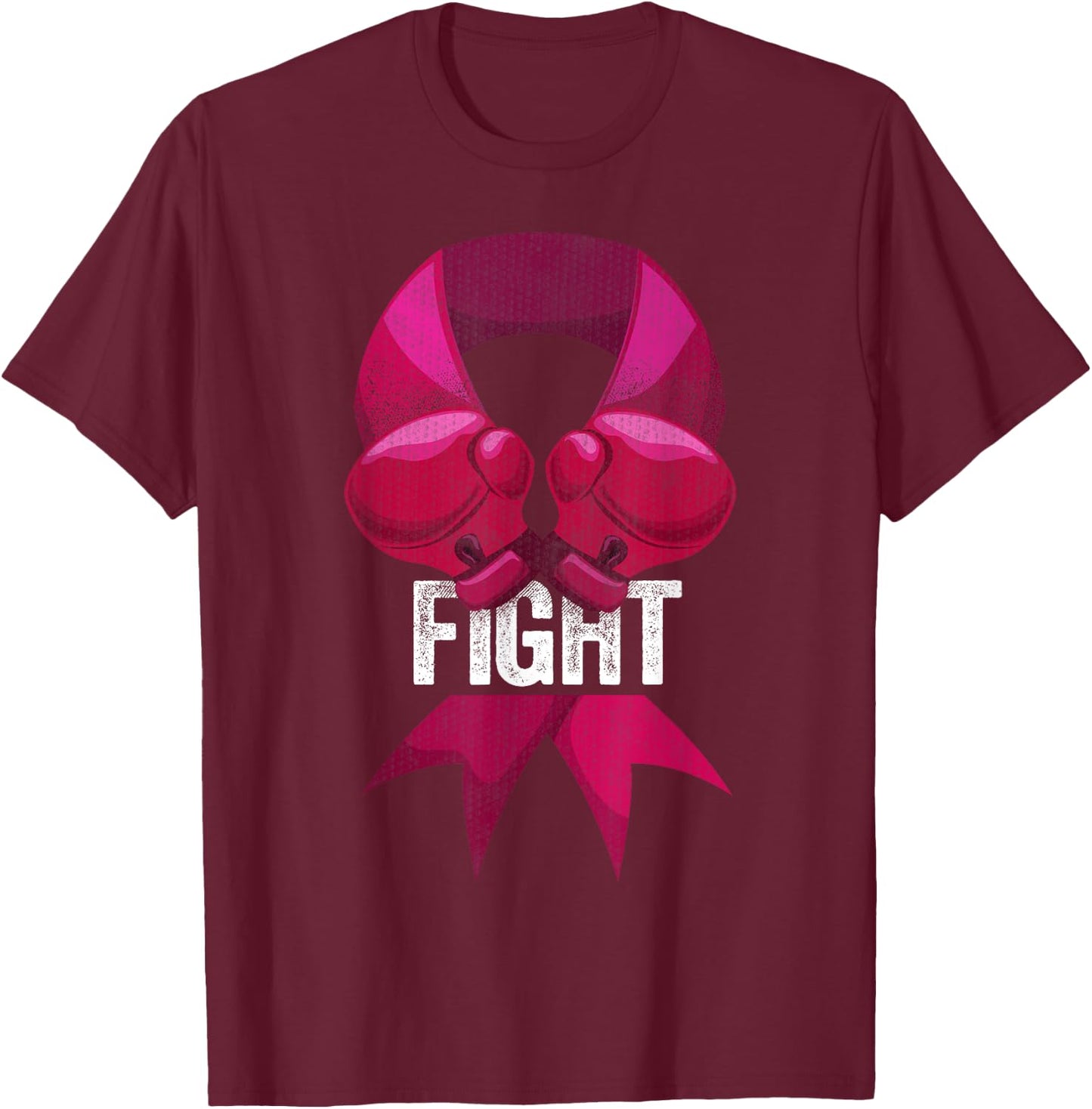 Pink Boxing Glove Fighter Awareness Breast Cancer Fight T-Shirt - T-Shirt | Maroon