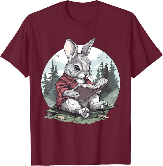 Cottagecore Rabbit T-Shirt - T-Shirt | Maroon
