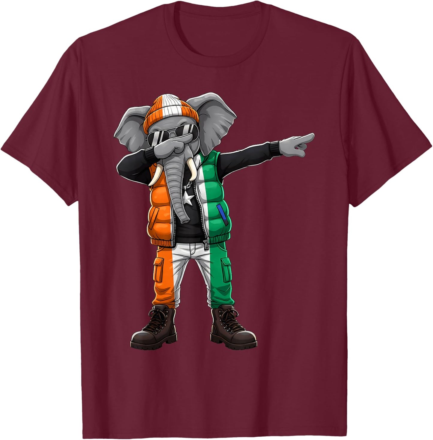 Ivory Coast Roots Elephant Ivorian Flag Cote D'Ivoire T-Shirt - T-Shirt | Maroon