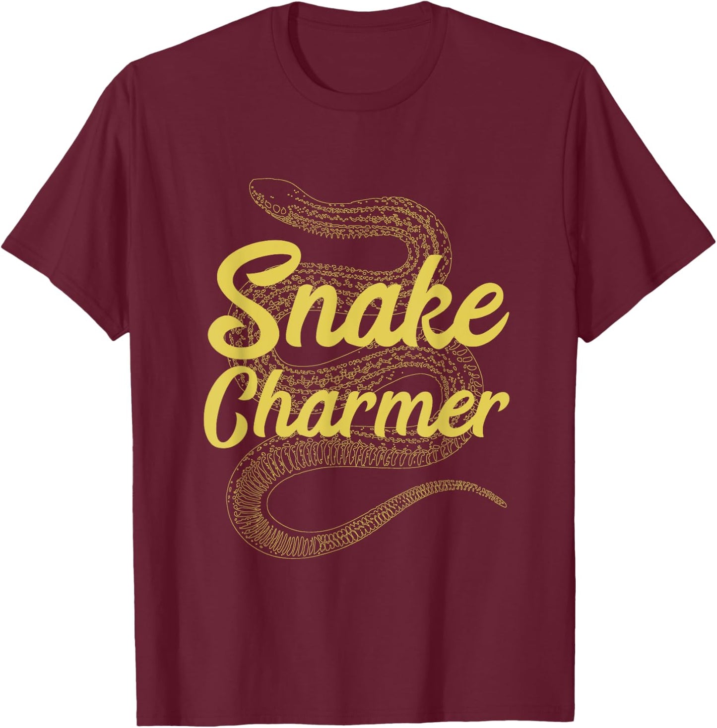 Snake Charmer Coiled Serpent Vintage Reptile Lover T-Shirt - T-Shirt | Maroon