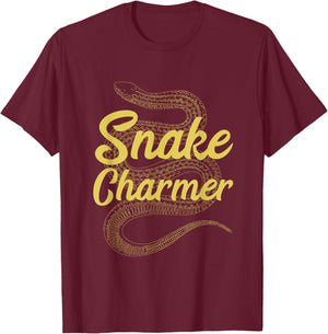Snake Charmer Coiled Serpent Vintage Reptile Lover T-Shirt - T-Shirt | Maroon
