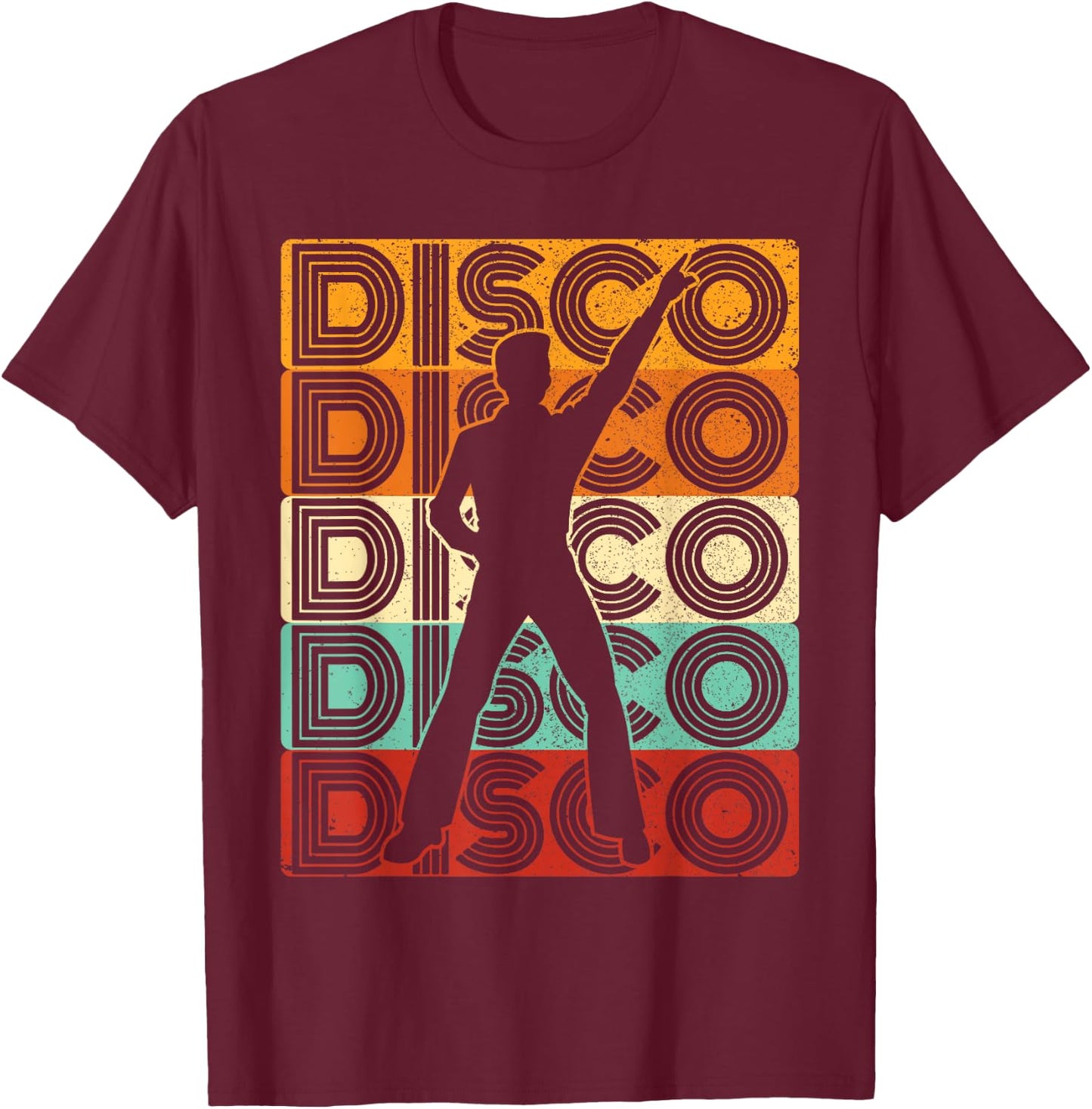 Disco Outfit Men's 70s Costume & 80s Dance Party Disco , black, s T-Shirt - T-Shirt | Maroon