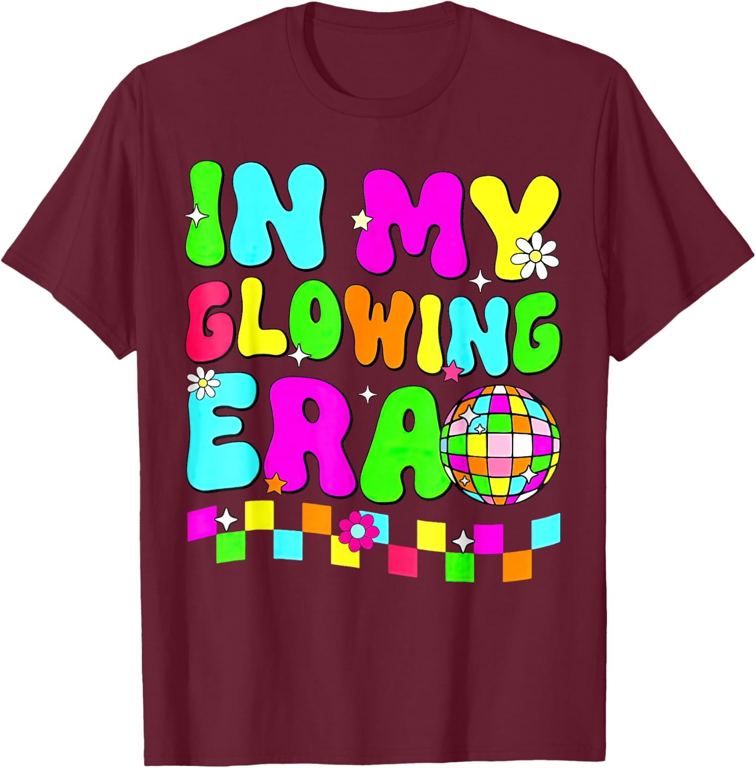in My Glowing Era Tie Dye Bright Hello Summer Vacation Trips T-Shirt - T-Shirt | Maroon