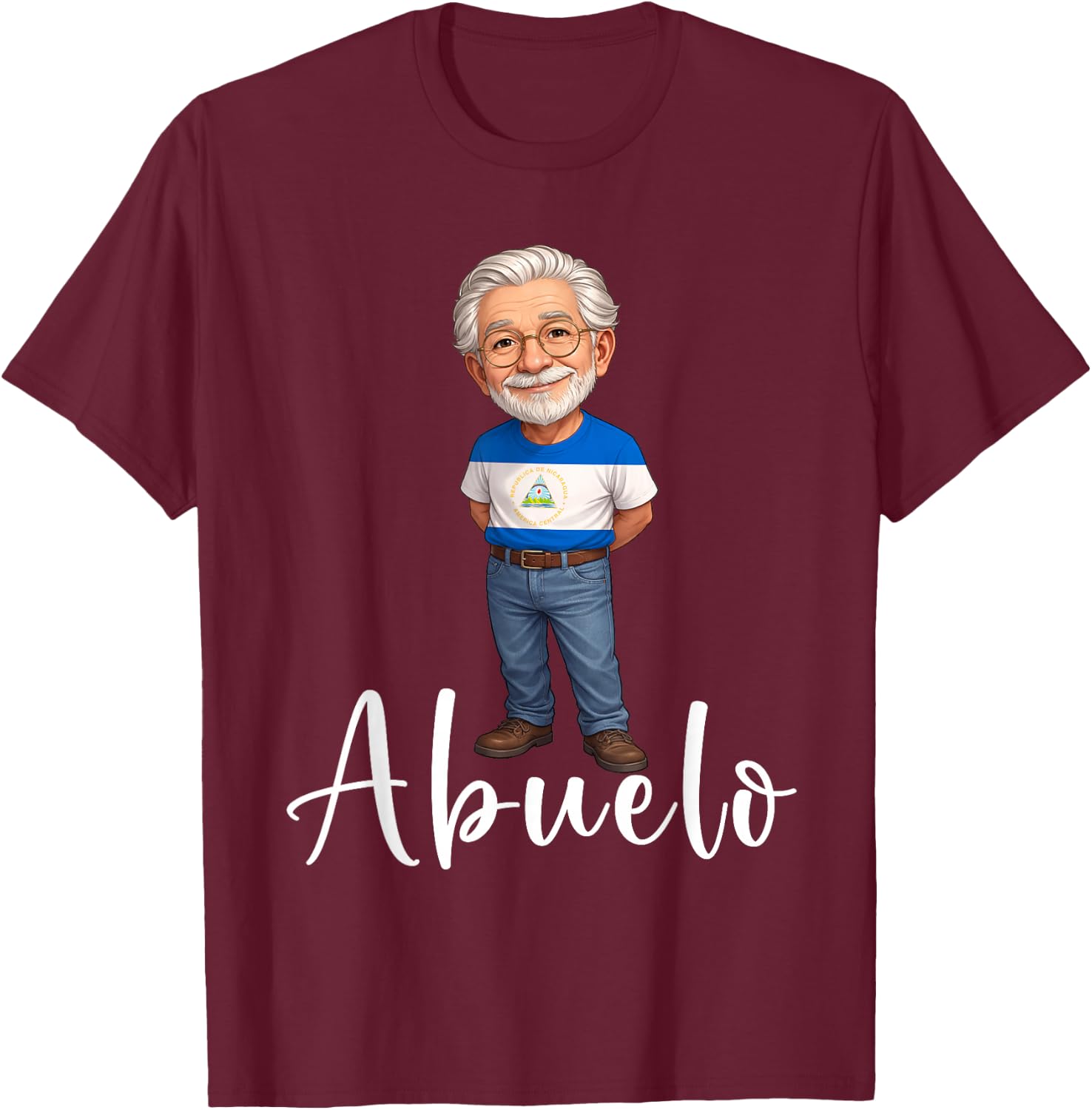 Nicaragua Abuelo Granddad Flag Grandfather Grandpa Nicaragua T-Shirt - T-Shirt | Maroon