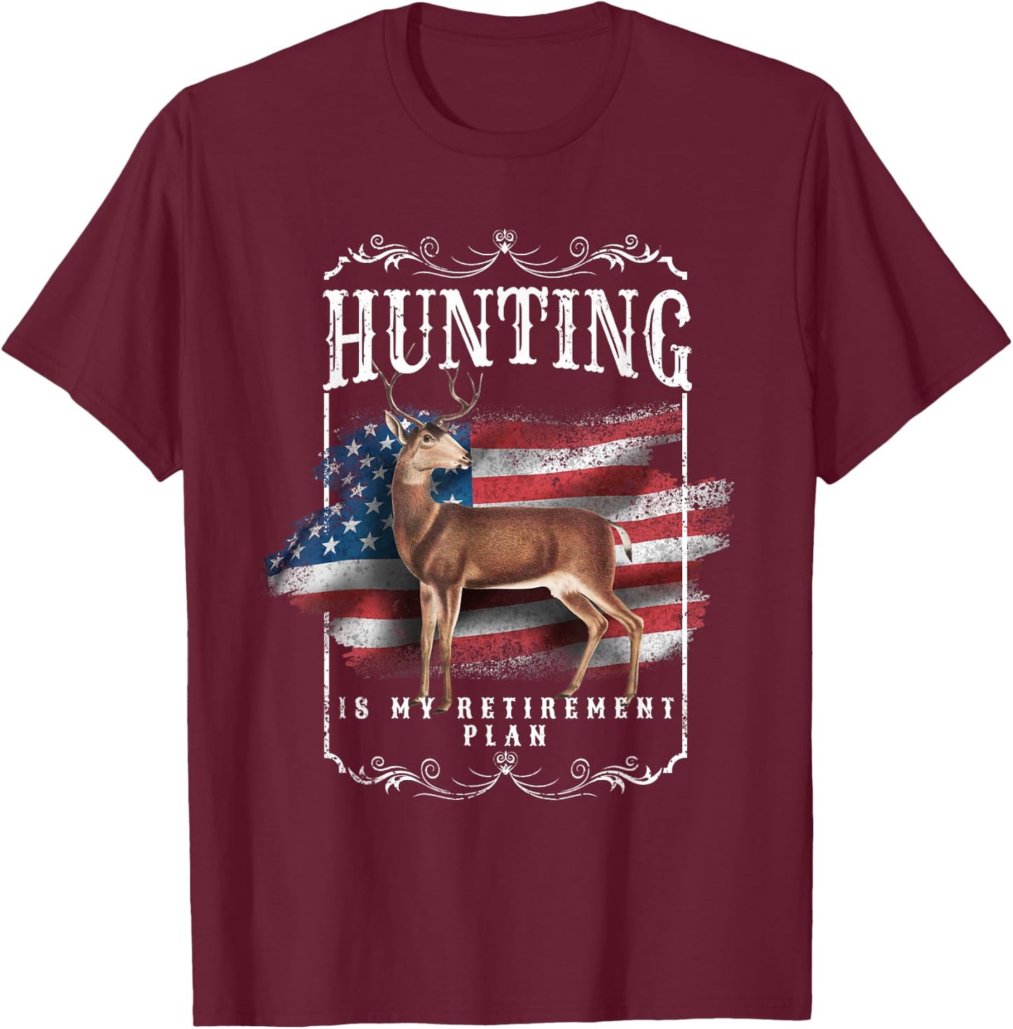 Funny Dad Retired Grandpa Hunting is My Retirement Plan T-Shirt - T-Shirt | Maroon