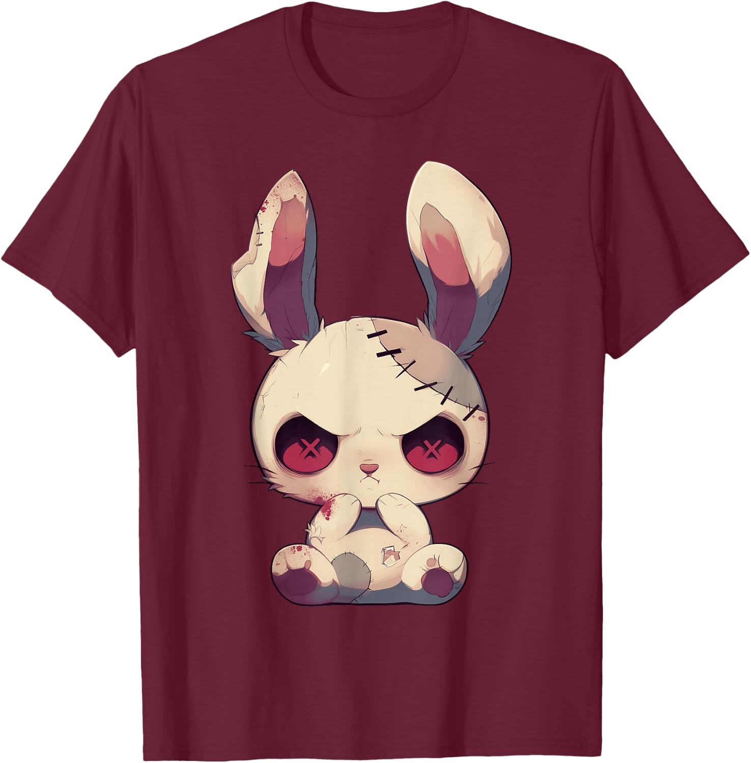Cute Goth Bunny Doll Gothic Outfit Cute E-Girl Grunge T-Shirt - T-Shirt | Maroon