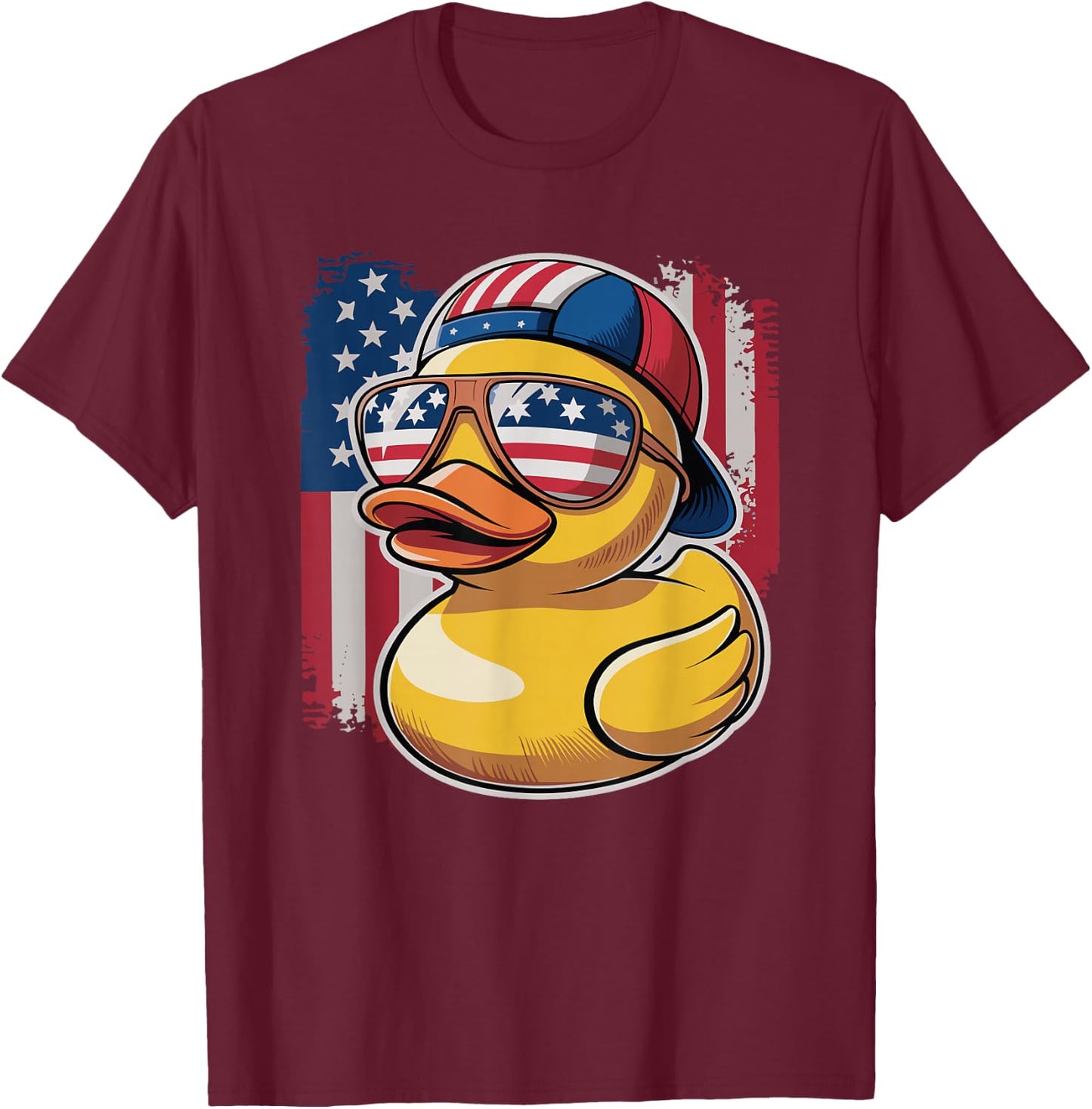 Patriotic Duck USA Flag Duck 4th of July For Toddler Boys T-Shirt - T-Shirt | Maroon