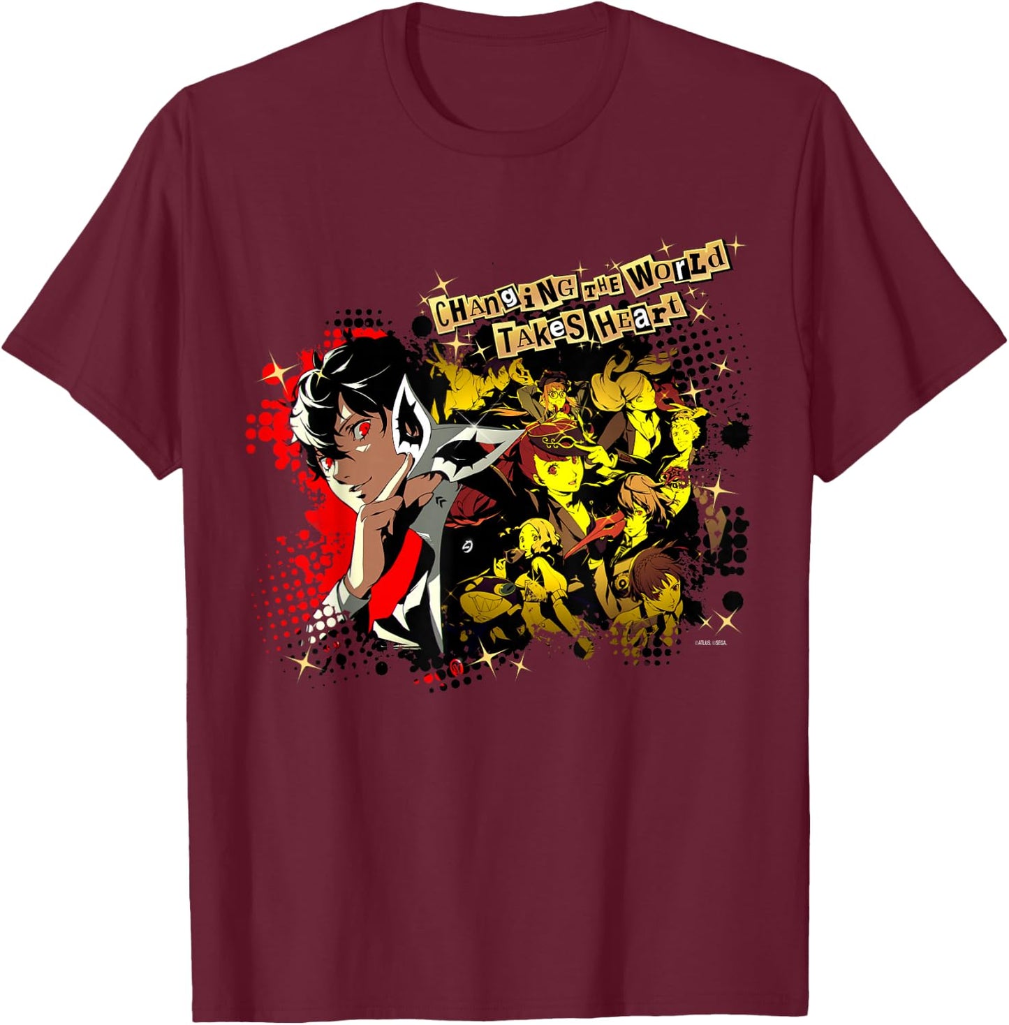 ATLUS Persona 5 Royal: Changing the World Takes Heart T-Shirt - T-Shirt | Maroon