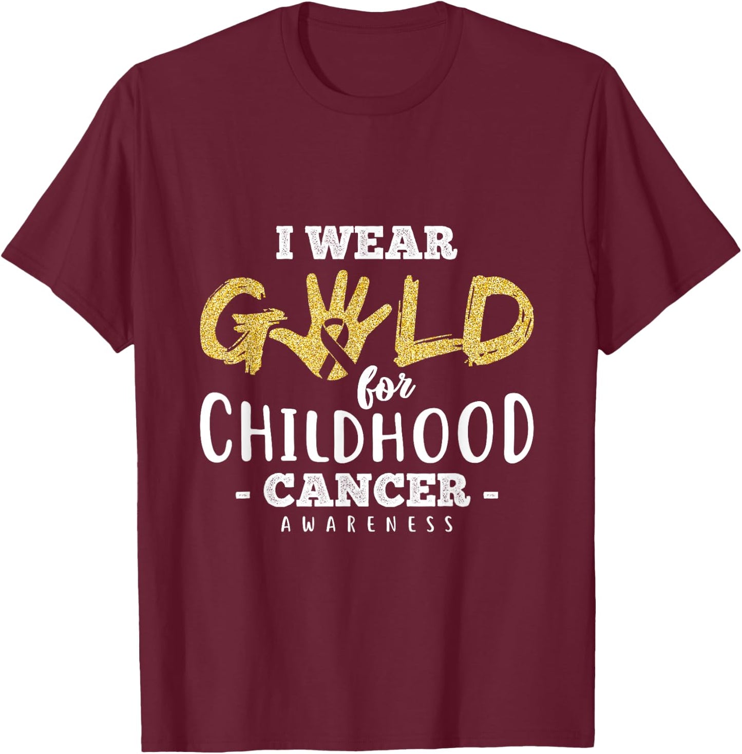 Childhood Cancer Survivor I Wear Gold Awareness Gift Ribbon T-Shirt - T-Shirt | Maroon