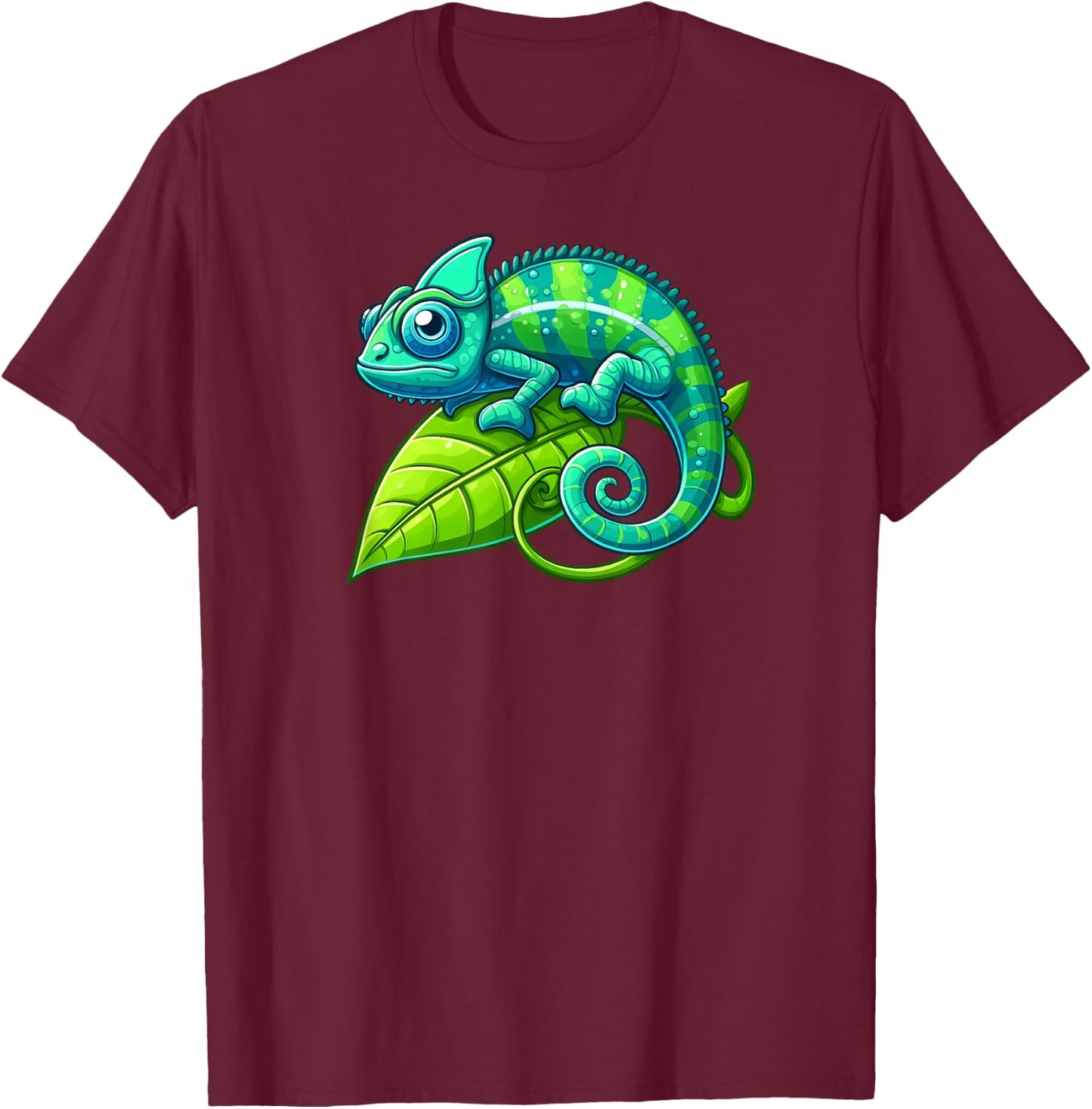 Blue Green Chameleon T-Shirt - T-Shirt | Maroon