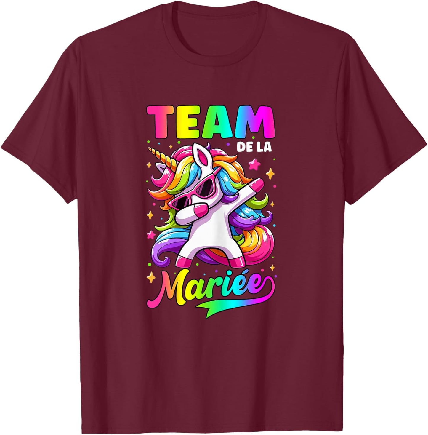 Funny Team Bride Evjf Femme Future Mariée Licorne , Black, Female X-Small T-Shirt - T-Shirt | Maroon