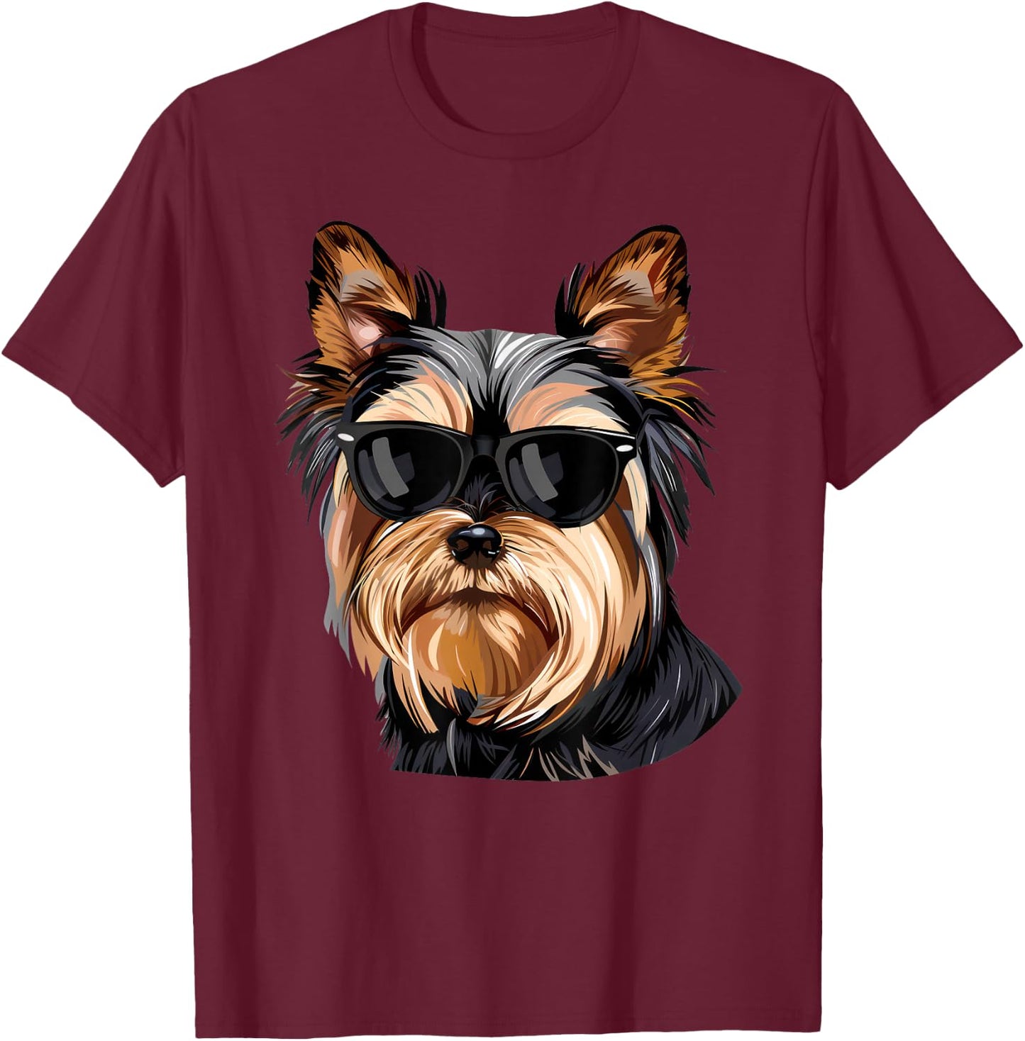 Silky Terrier Dog Sunglasses T-Shirt - T-Shirt | Maroon