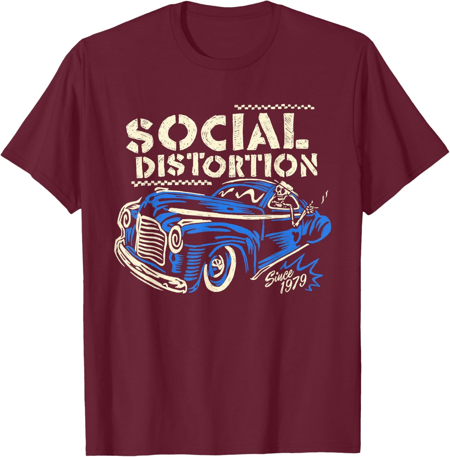 Official Social Distortion 1979 Car T-Shirt - T-Shirt | Maroon