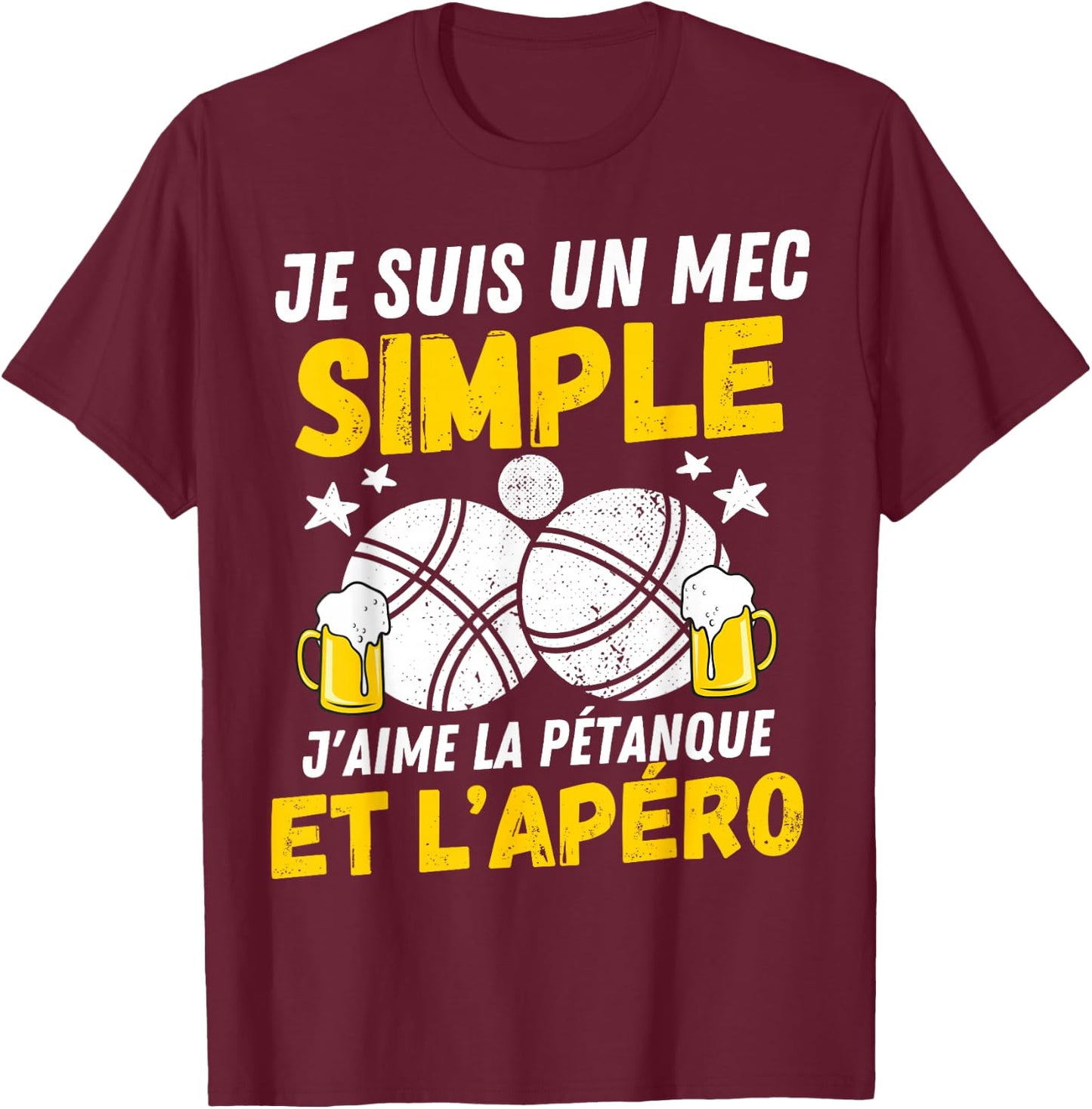 Guy simple aperitif pétanque funny boccia bouliste pétanque T-Shirt - T-Shirt | Maroon