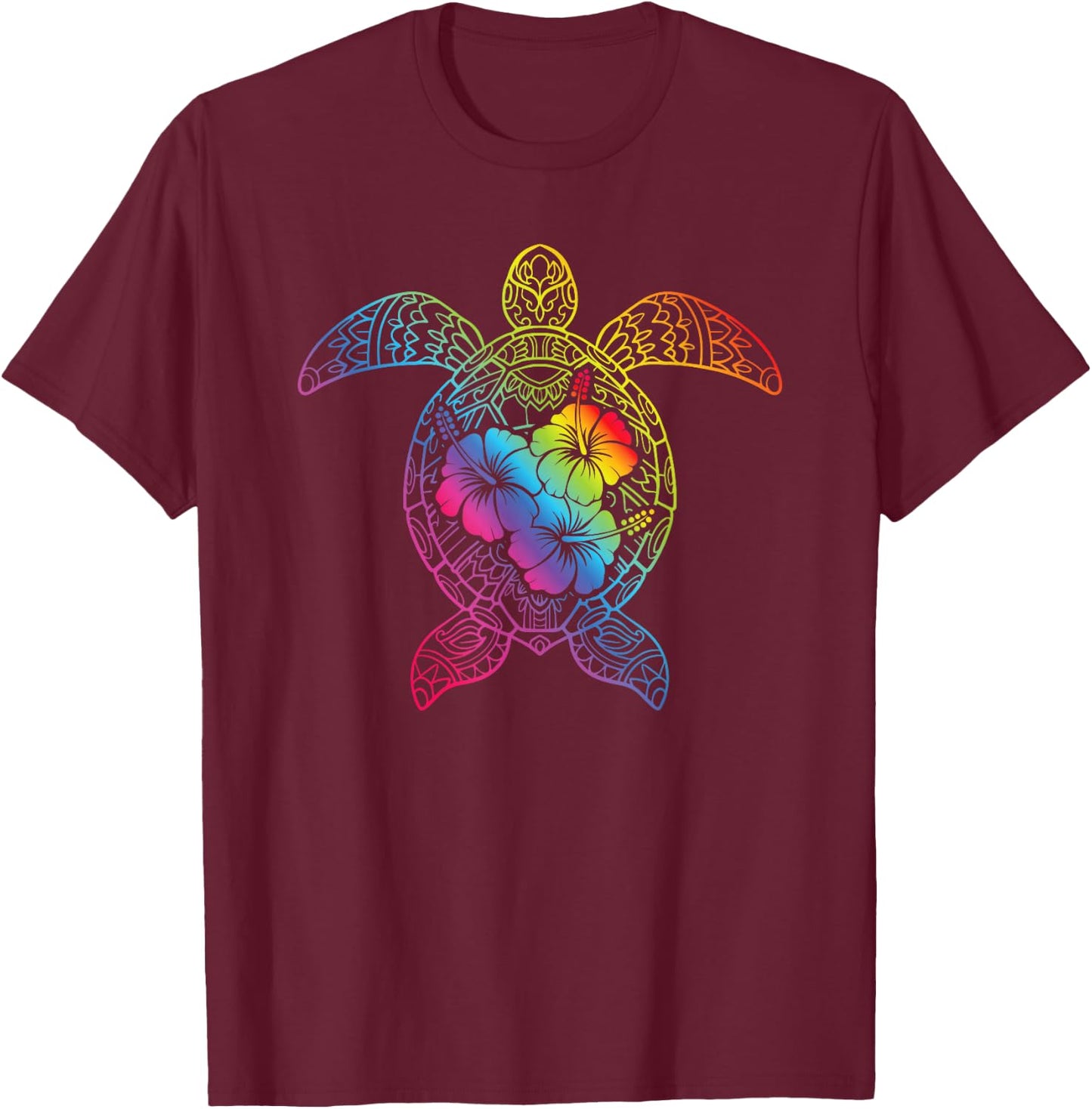 Meeresschildkröte Mandala Schildkröte Tropisches Hawaii T-Shirt - T-Shirt | Maroon