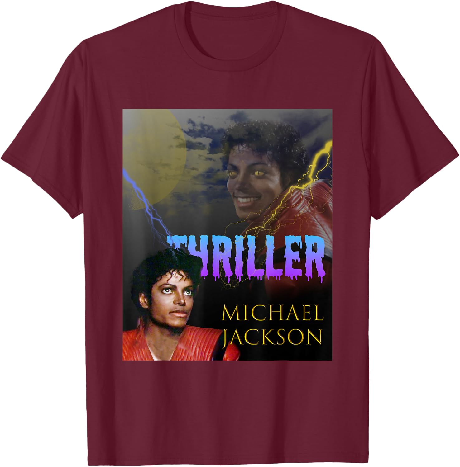 The King of POP MJ-067_Thriller , Erwachsene, Michael Jackson Fans, Pop Culture Enthusiasts, Various Ages, Schwarz, S T-Shirt - T-Shirt | Maroon