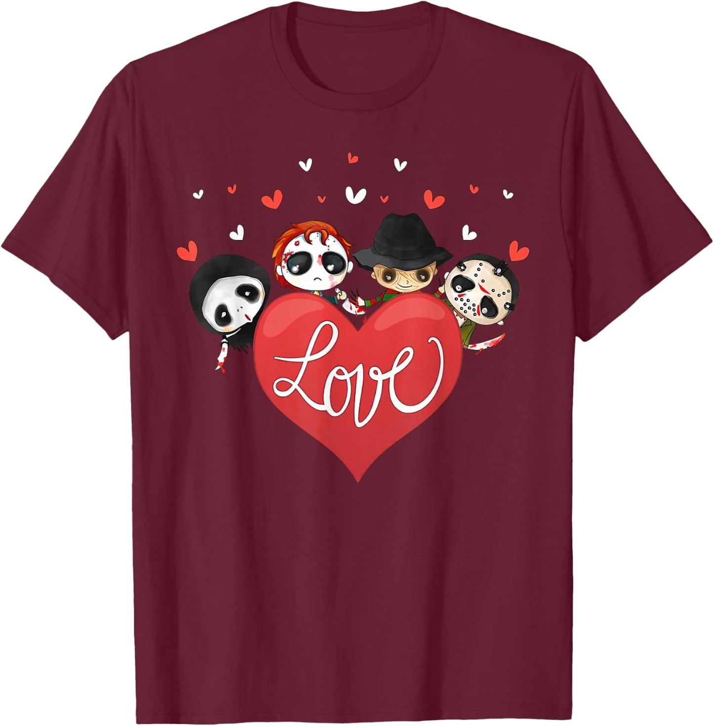 Love Candy Heart Cute Killer Horror Movie Anti Valentine Day T-Shirt - T-Shirt | Maroon