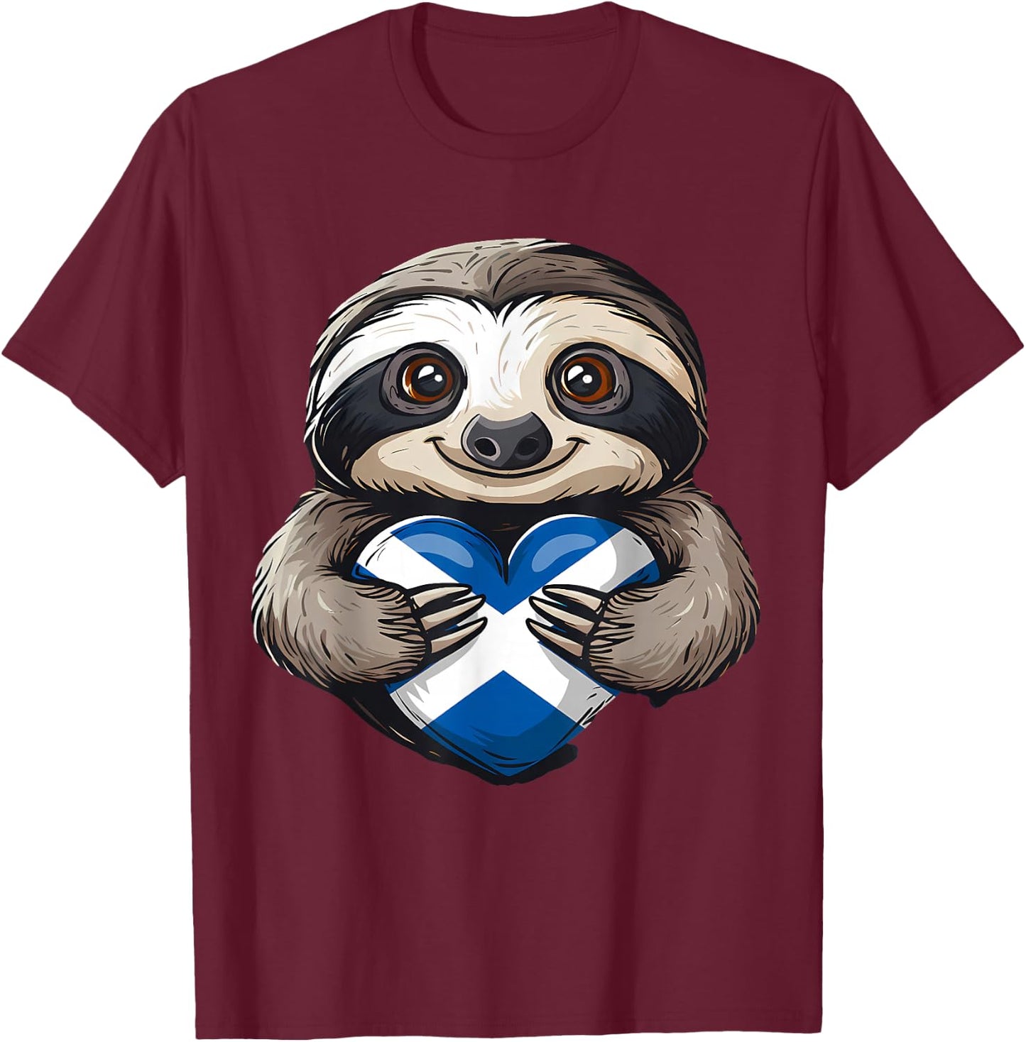 Scotland Roots Sloth Scottish Flag T-Shirt - T-Shirt | Maroon