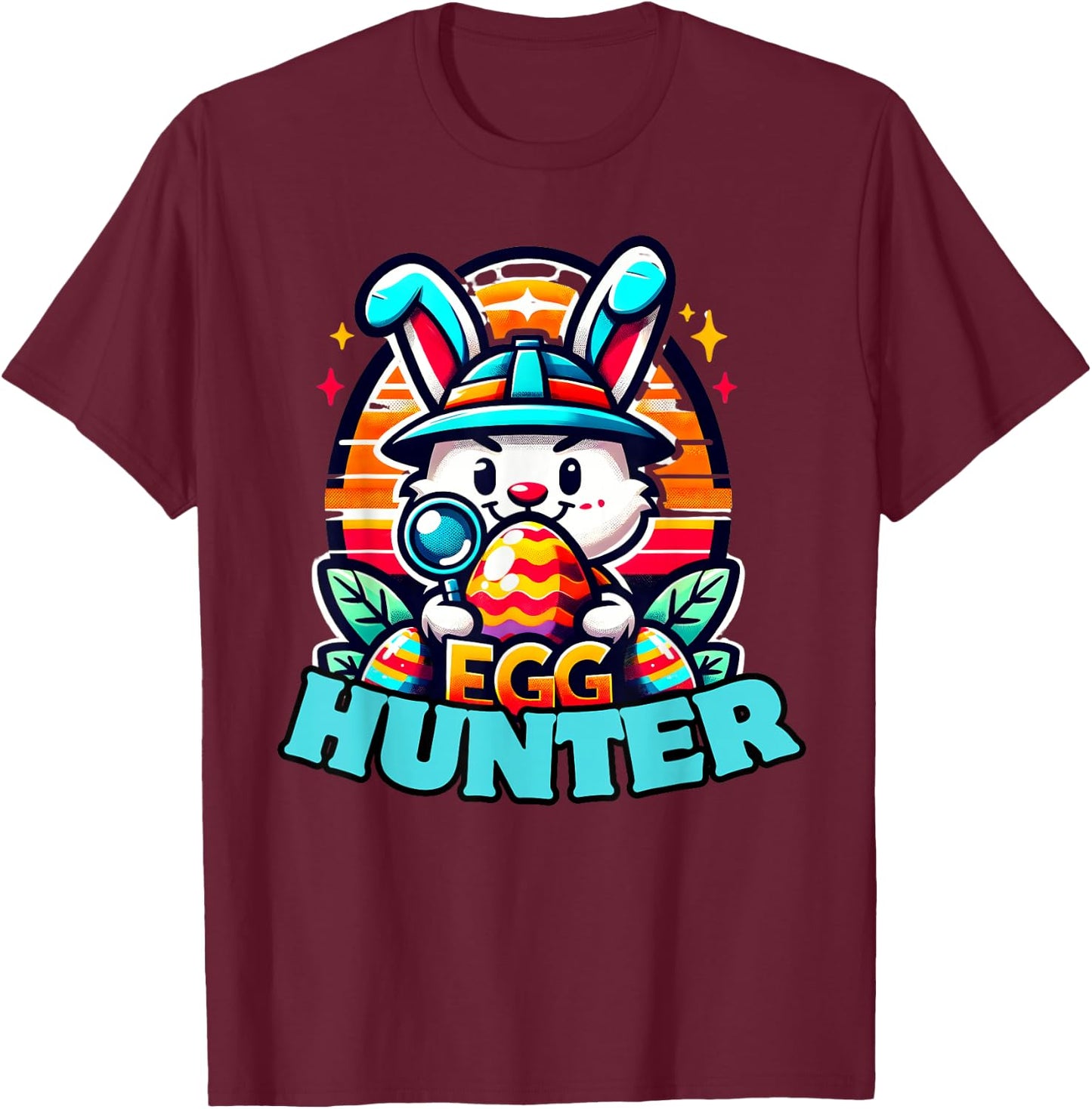 Egg Hunting Squad Graphic Easter Egg Hunt T-Shirt - T-Shirt | Maroon