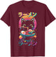 Anime Cat Eats Ramen Retro Kawaii Ramen Cat , black T-Shirt - T-Shirt | Maroon