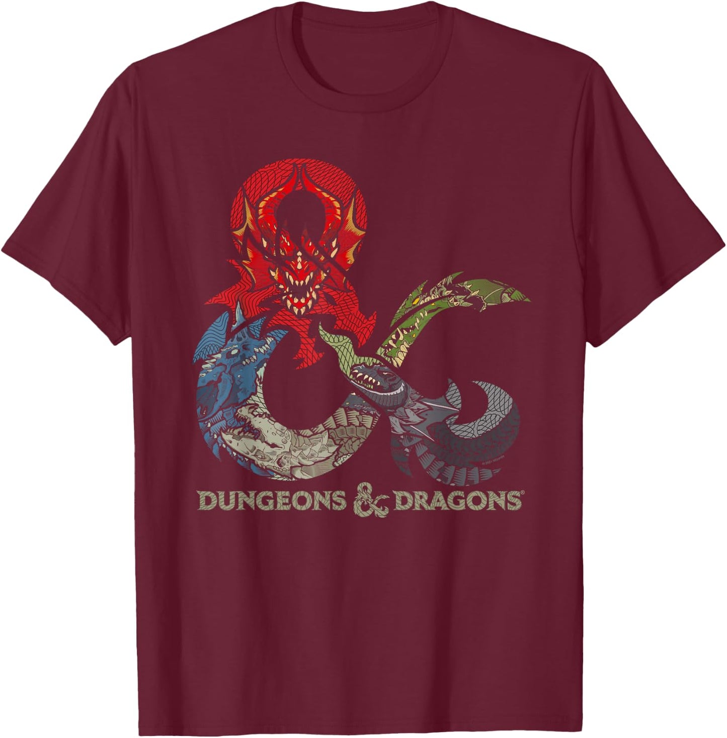 Dungeons & Dragons Dragon Ampersand Logo , black T-Shirt - T-Shirt | Maroon