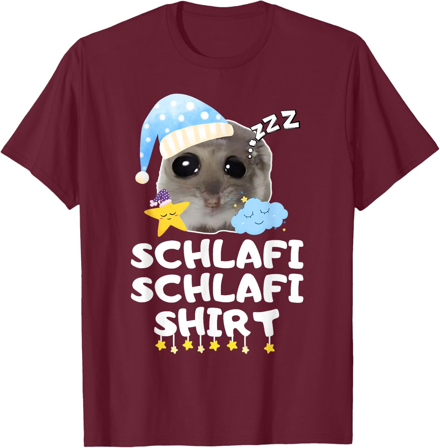 Schlafi Schlafi Funny Sad Hamster Cute Hamstie T-Shirt - T-Shirt | Maroon